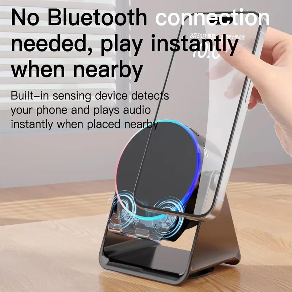 KEBIDU Держатель для телефона Bluetooth Объемный звук Портативная подставка для колонки RGB 360° Вращение Беспроводная индукционная Музыкальный плеер