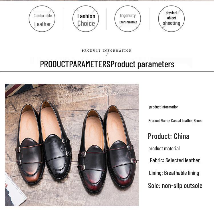 Мужские кожаные туфли-монки кросс-бордер: Полированный заостренный носок, британский стиль для формальной и повседневной носки