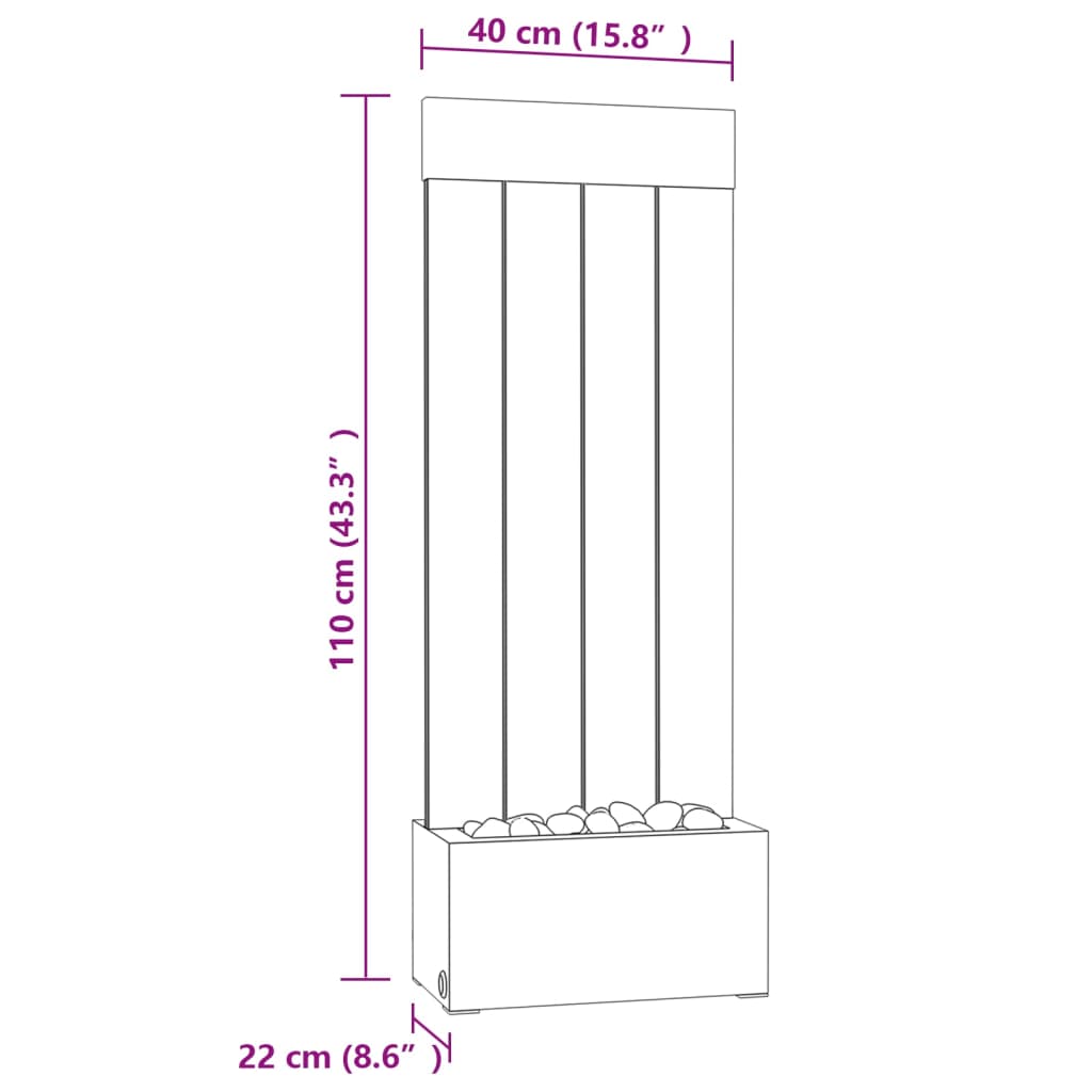 Water Column with RGB LEDs Stainless Steel and Acrylic 110 cm