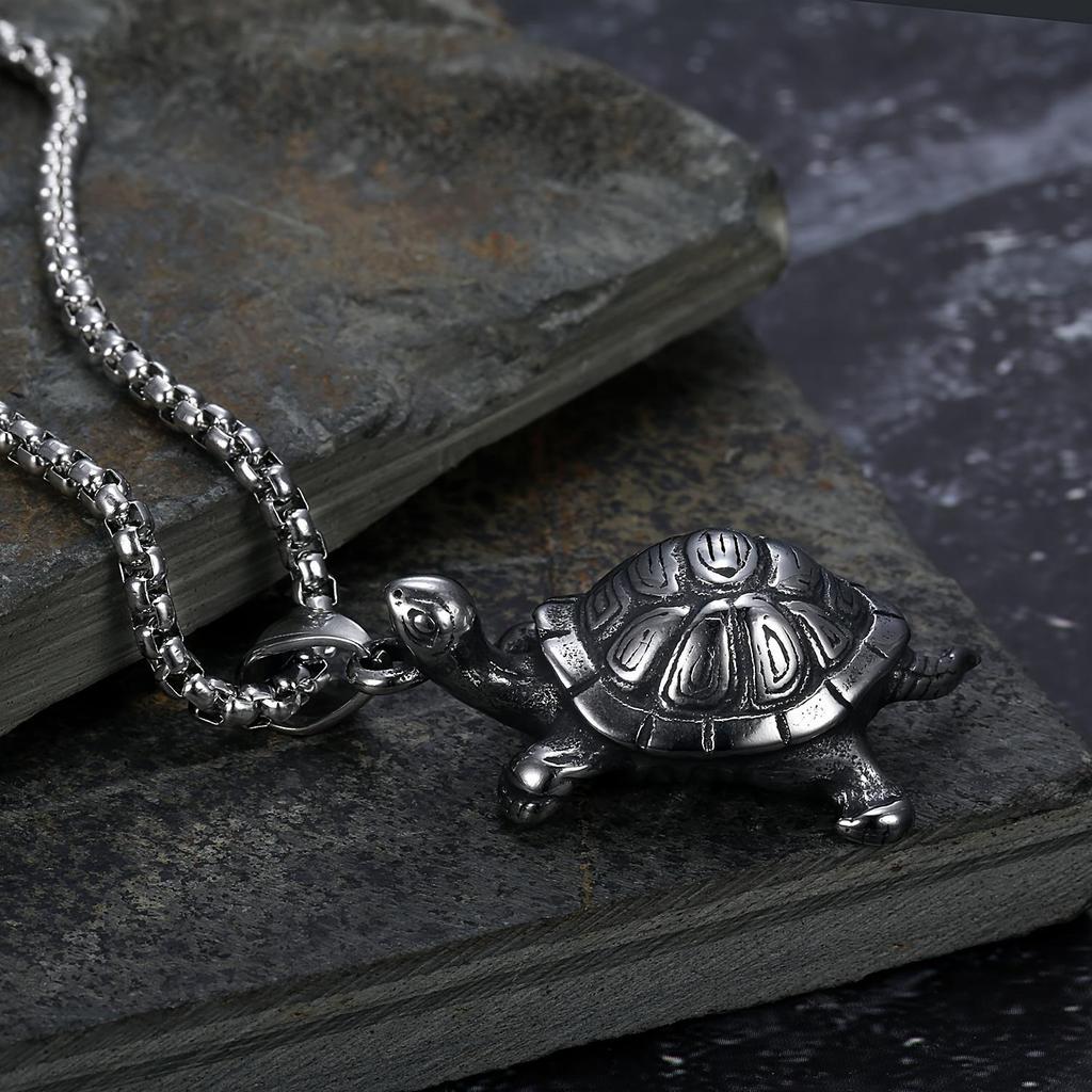 Винтажный персонализированный стиль мотоцикла мужская маленькая черепаха кулон ожерелье шея аксессуары