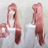Высококачественный литературный клуб Doki Doki! Парик для косплея Моники DDLC, съемный хвост, длинные термостойкие волосы, парики + шапочка для парика + бант