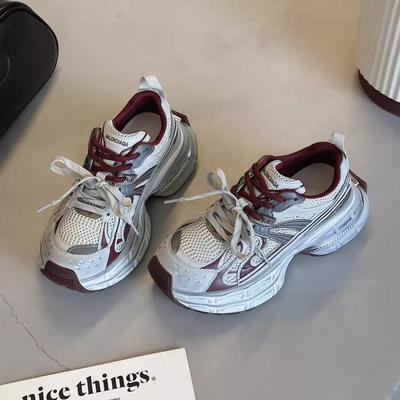 Европейская станция папины кроссовки сетчатые дышащие кожаные 2025 осень и зима бархатная платформа повседневная спортивная обувь женская обувь