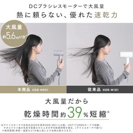 Iris Ohyama Ion Dryer Fast Dry Lightweight 380g Compact High Airflow Negative HDR-M501-H Dark Gray
