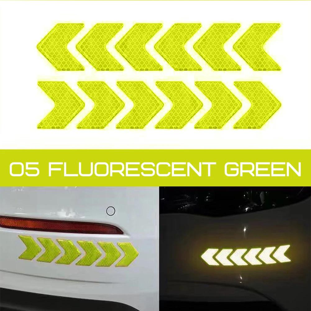 12PCS Car Reflective Sticker Arrows Pattern Warning Car Stickers and Decals Auto Tail Bar Bumper Safety Car Accessories Exterior