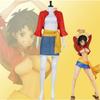 One Piece Onigashima Monkey D Luffy Cosplay Costume, Black Cape Red Vest Yellow Pants with Straw Hat, Anime Halloween Role‑Play Outfit for Adults Kids