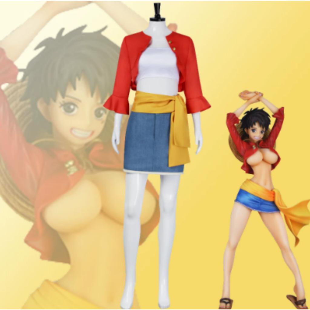 One Piece Onigashima Monkey D Luffy Cosplay Costume, Black Cape Red Vest Yellow Pants with Straw Hat, Anime Halloween Role‑Play Outfit for Adults Kids