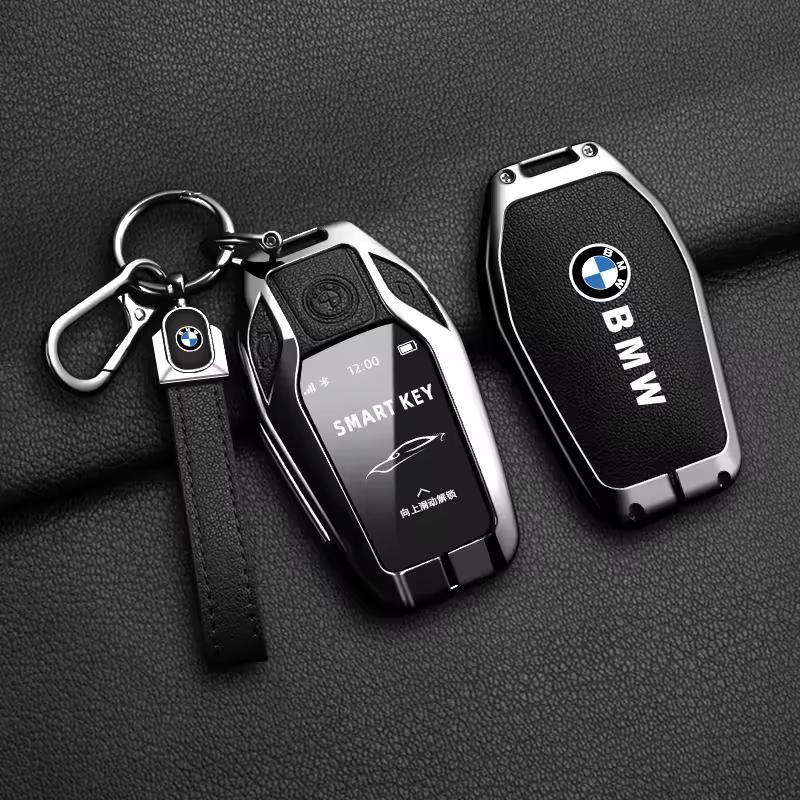 Leather Metal Car Smart Remote key Case Cover Gift Key Bag For BMW 5 7 Series X3 X4 X5 X7 G30 G31 G11 G12 G01 GT G32 i8 Sticker vdkc30