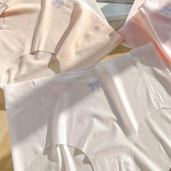 Ultra-Thin Seamless Ice Silk Panties for Women Mid Waisted Soft Stretchy Underwear Breathable Invisible Briefs