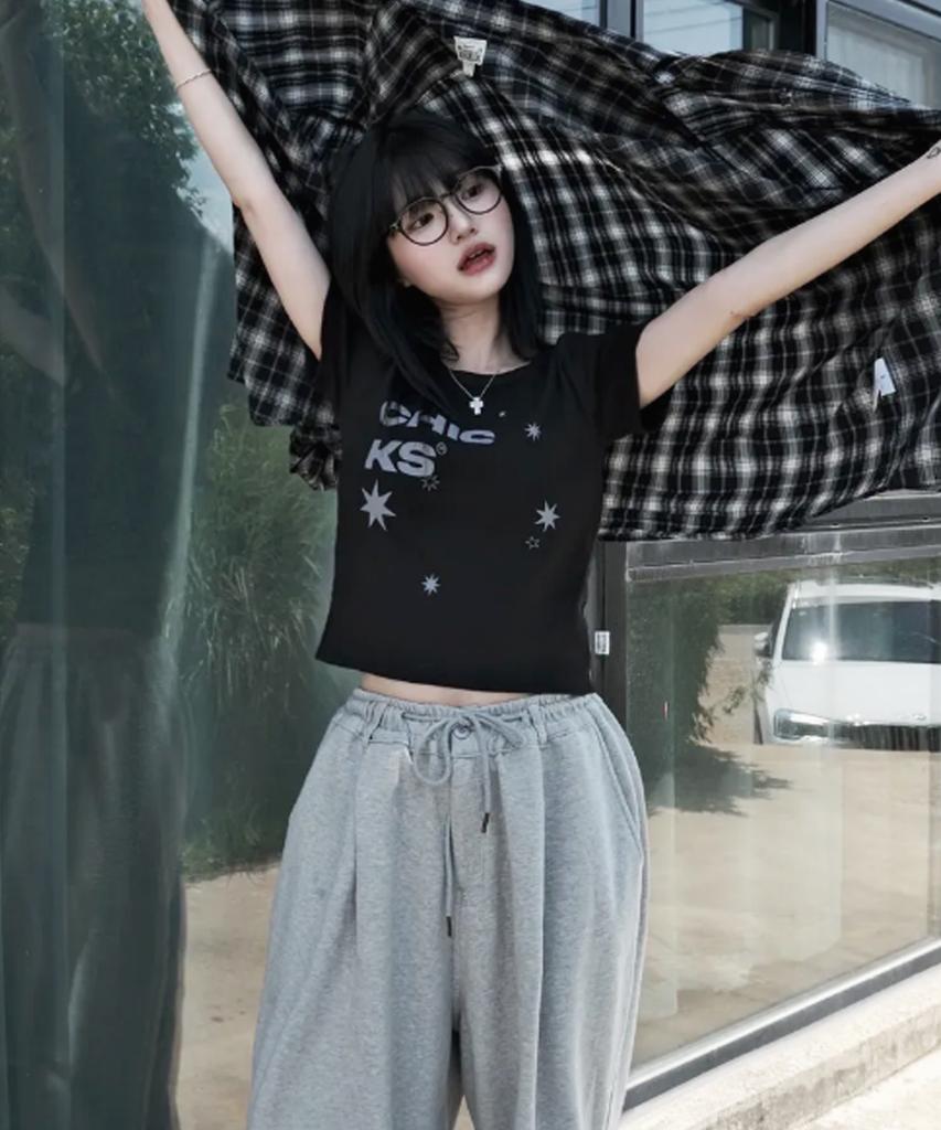 CHICKS Asymmetrical Stella Slim Fit Short Sleeve T-Shirt Black