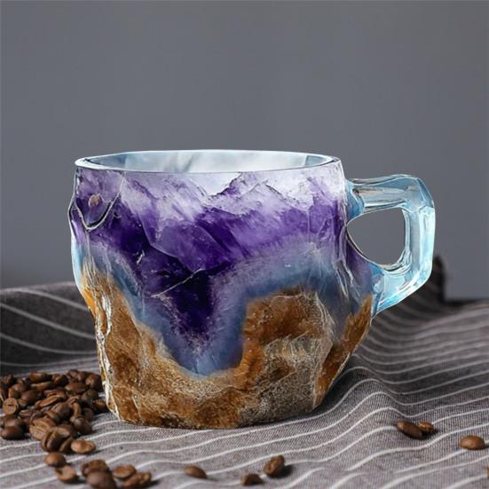 Минеральная хрустальная кружка для кофе, чашка для воды, новинка, кружки для напитков, цветная полупрозрачная кружка для чая для горячих напитков, элегантный рождественский подарок для домашнего офиса