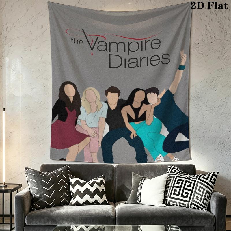The Vampire Diaries Wall Tapestry Aesthetic Wall Hanging Printed Fabric Blanket Decorative Tapestries for Bedroom Living Room Home Decor