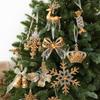 Golden Translucent Christmas Snowflake Pendant Crystal Prism Wreath Elk Deer Ornaments  Home