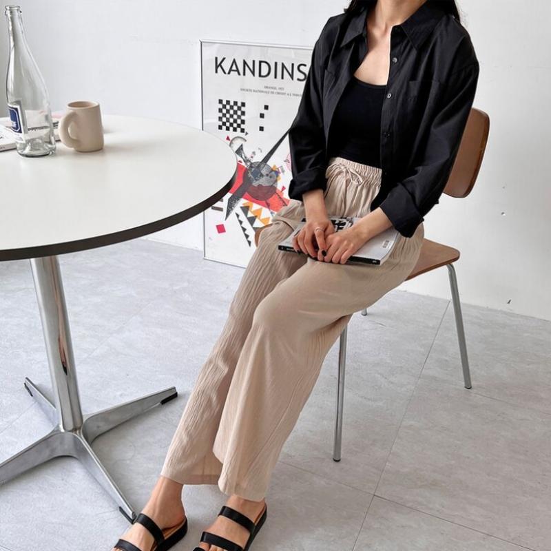 Shop Women Summer Loose Fit Wide Pants Rubber Band Won Wpt Wflnmfj