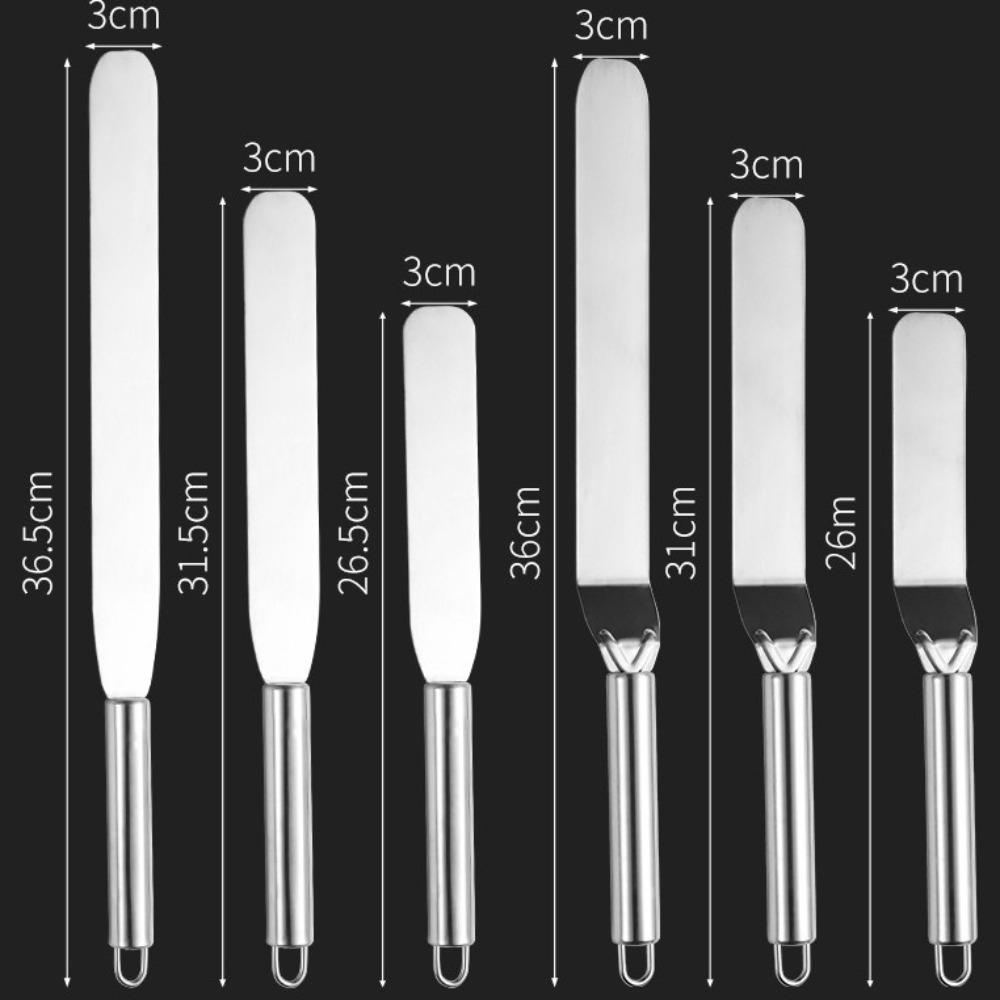 Stainless Steel Cake Spatula Curved/Straight Cake Decorating Tools  Kitchen Pastry Cake Decor