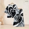 Women Plus Size Round Neck Flared Half Sleeve USA Flag Printed White Two Piece Long Skirt Set