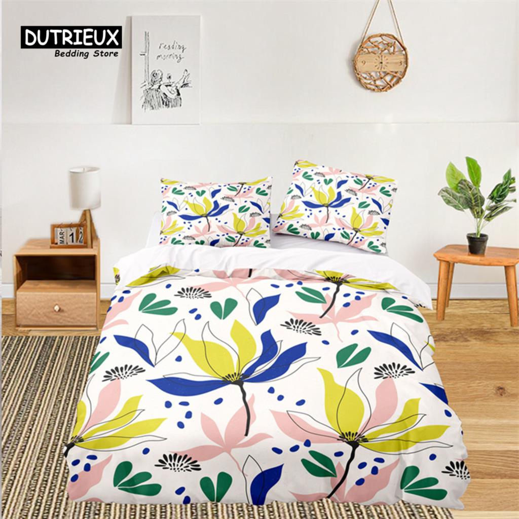 Мягкий цветочный комплект постельного белья для детей, девочек, взрослых, листьев, цветов, веток, пододеяльник, наволочки, декор для спальни