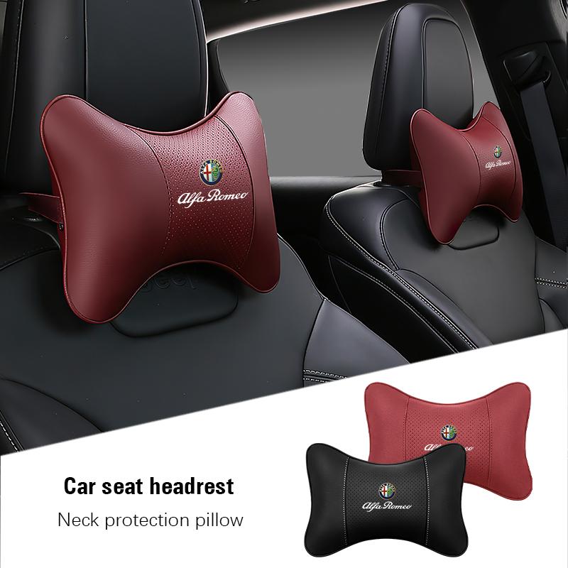 Car Neck Pillows Both Side Pu Leather Headrest Waist Pillow For Alfa Romeo Giulietta Mito 159 Giulia Stelvio 156 147 Tonale IM0