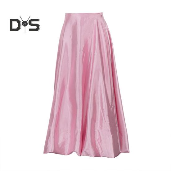 Юбка макси, однотонная атласная юбка в стиле пачки, длинная юбка, однотонная, весна-осень, женская юбка-трапеция, повседневная одежда