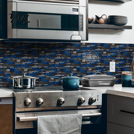 Waterproof Kitchen Backsplash Decal Peel And Stick Tile for Bathroom, 3D Brick Mosaic Durable Adhesive Wall Sticker, Oil-proof Self-adhesive