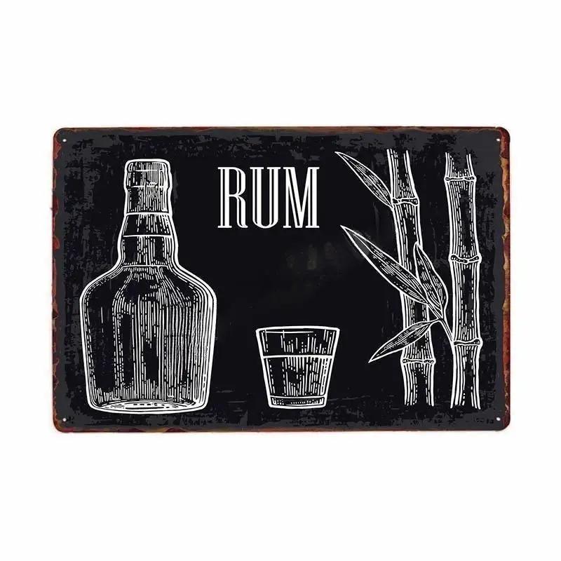 Cold Beer Rhum Vintage Metal Sign Tin Decor Plaque Decor Pub Cafe Brewery Wine Rum Wall Art Posters Metal Signs Decorative Plate