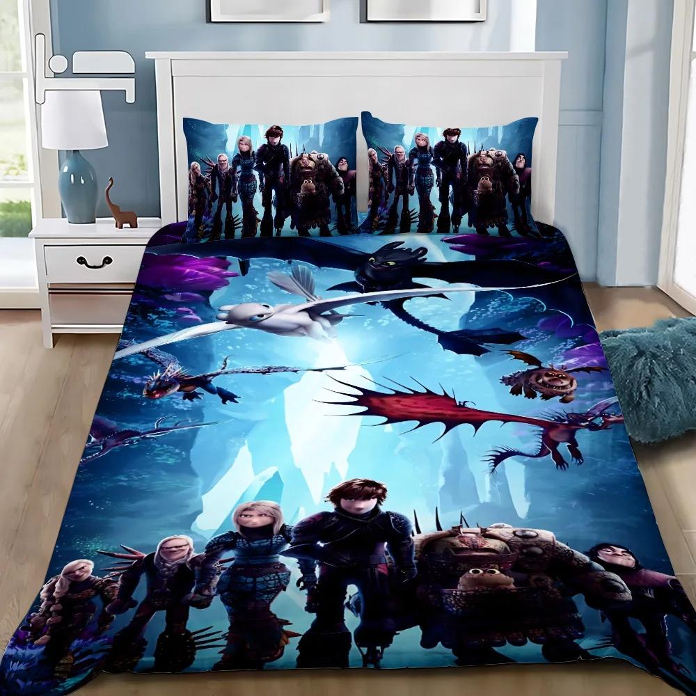 Duvet Cover Pillowcase Bedding Set Funny T-Toothless Adult Boy Girl Bedroom Decoration Children Gift Single Double Large Size