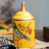 Ceramic American Rustic Style Tea Canister Vintage Bird Printing Candy Pot Moisture-proof Kitchen Storage Tank Gift