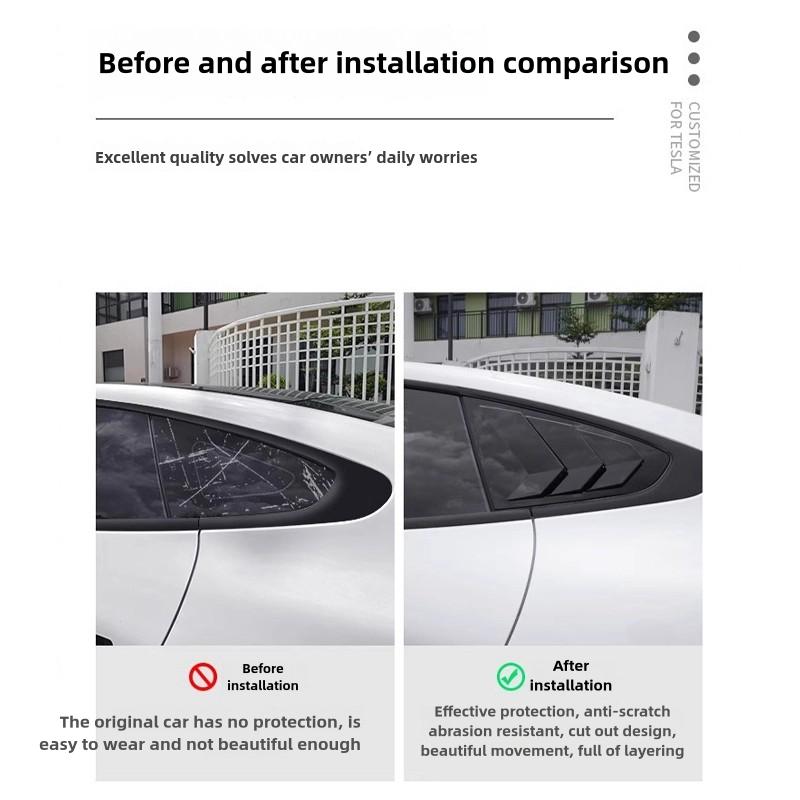 For Xpeng P7 P7i 2022-25 PAIR Rear Side Window Louvers Shutter ABS Air Vent Scoop Shades Cover Trim
