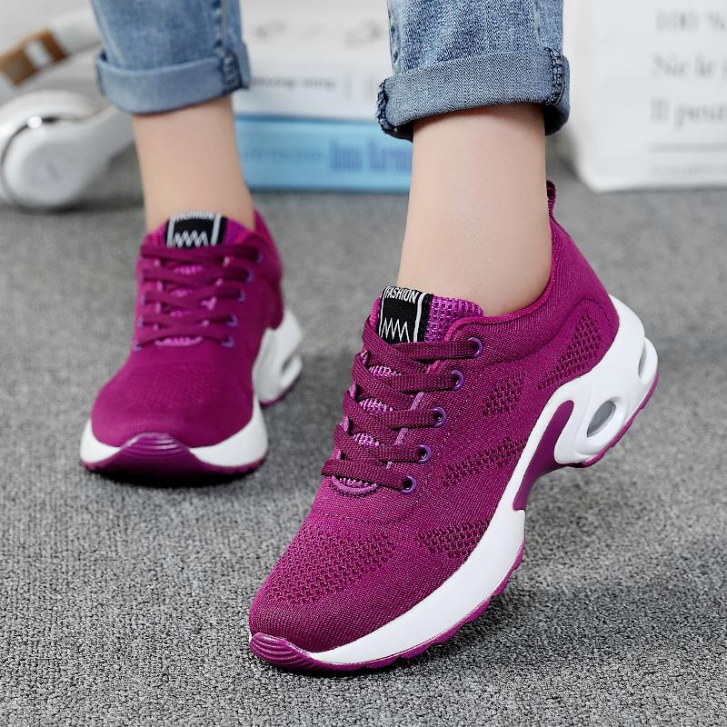 Women Sneakers Running Shoes Tennis Outdoor Air Cushion Knit Trainer Breathable Gym Shoes