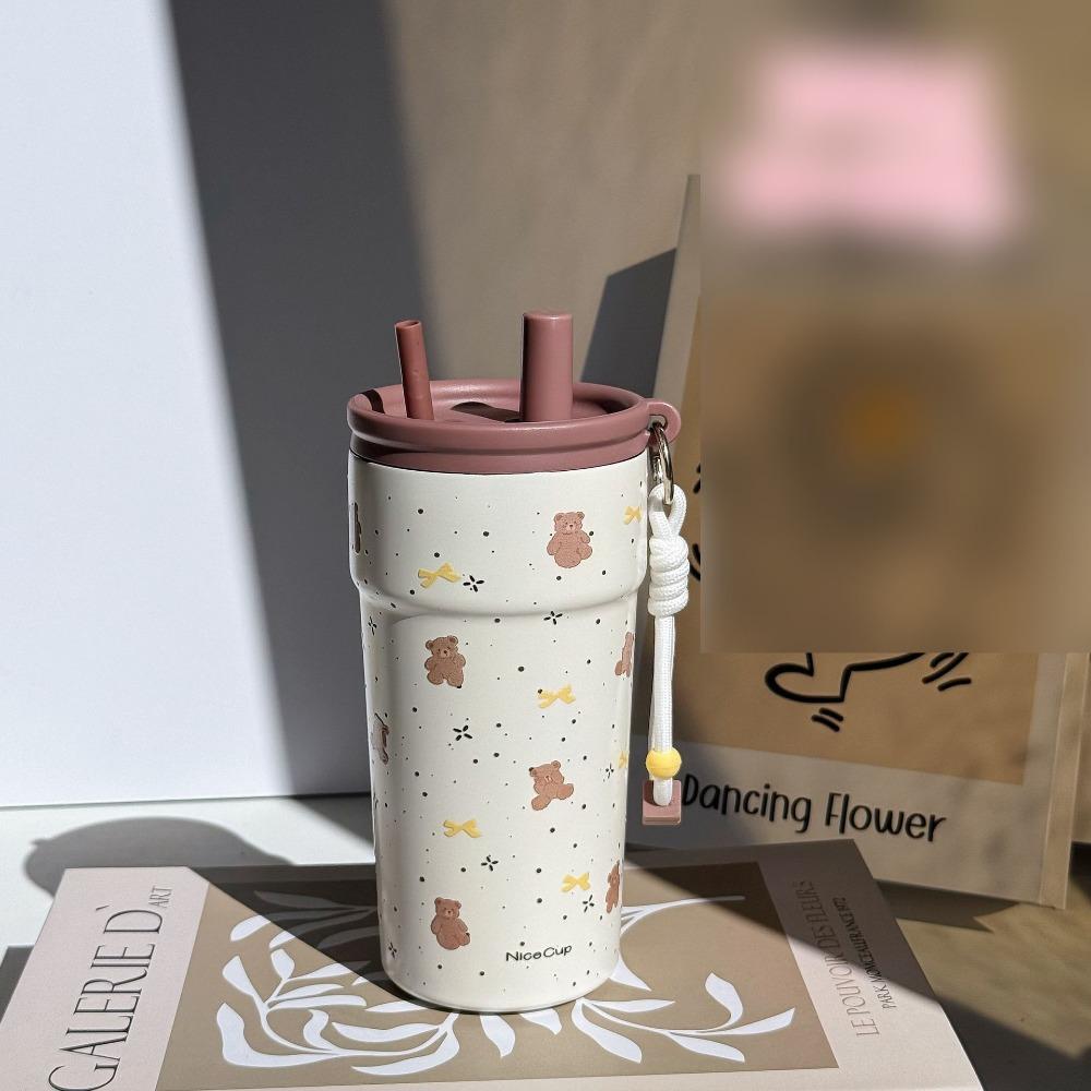 Large Capacity Straw Vacuum Cup 500 Insulated Cup High Appearance Vacuum Cup Drinkware