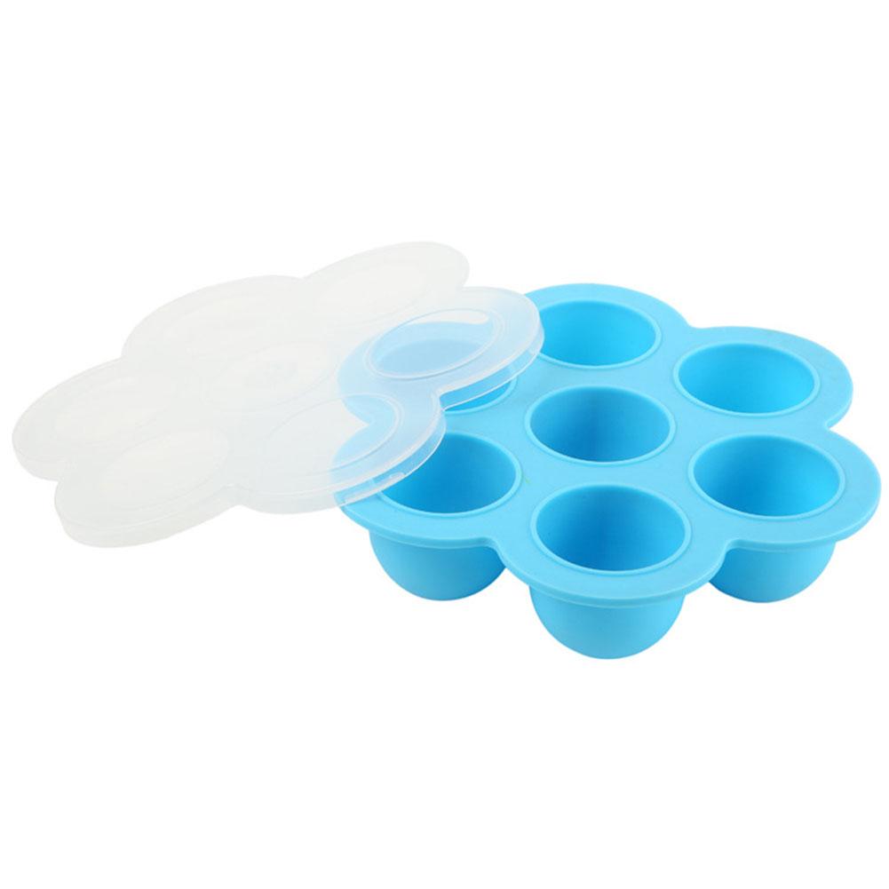 2PCS 7-hole Silicone Supplementary Food Box with Cover Food Container Bento Box Tableware