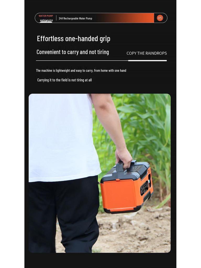 Rechargeable Household Water Pump for Outdoor and Agricultural Use