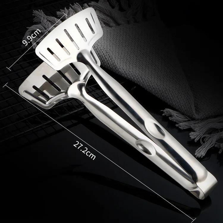 Barbecue Cooking Tongs Stainless Steel Fried Fish Flipping Spatula Tongs Clip For Fish Beef Steak Bread BBQ Grilling Tools