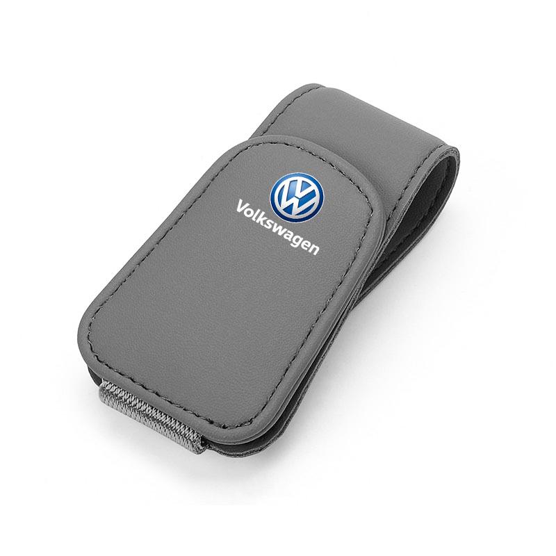 T31Volkswagen Car Sun Visor Sunglasses Holder PU Leather Glasses Clip For Passat b6 Golf Amarok T5 Phaeton ID3 Tiguan Auto Interior