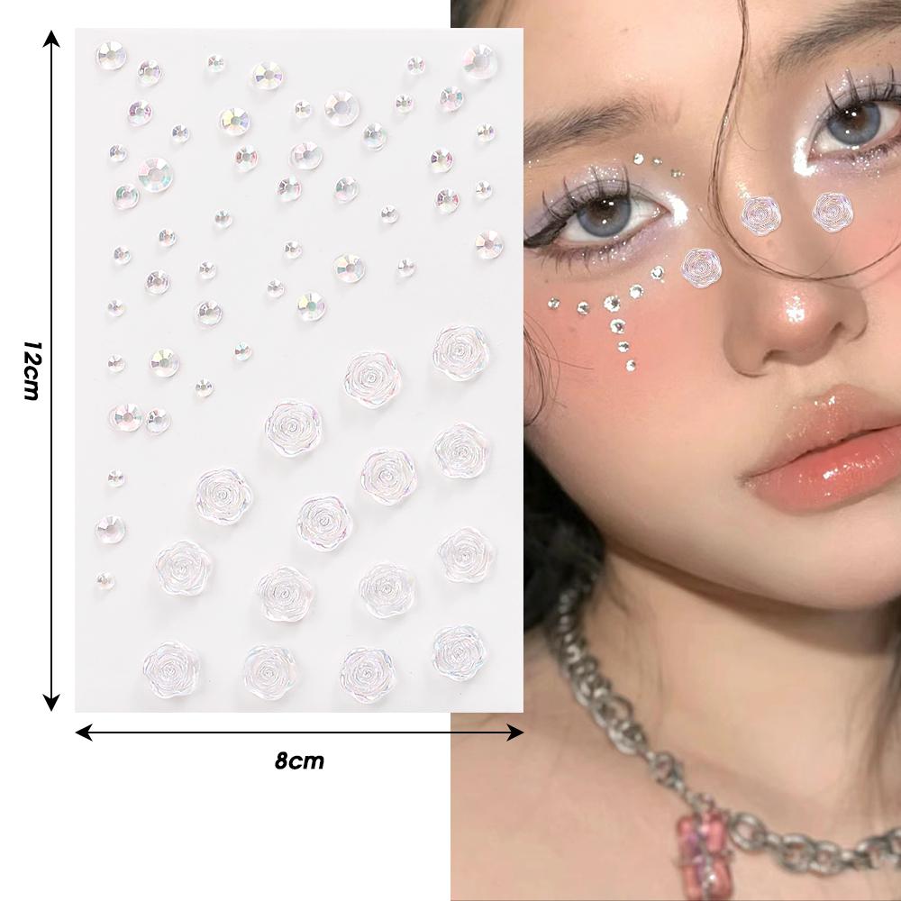 1-6pcs 3D Acrylic Diamond Stickers Butterfly Crystal Patch Face Paste Stage Makeup Rhinestones Jewelry Mermaid Pearl Tattoo