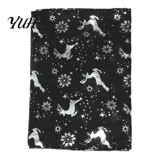 Elegant Hot Stamping Scarf Christmas Theme for Women, Glitter Sparkly Foil Reindeer Decorative Holiday Winter Wrap Print Scarves, Lightweight