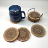 Yousheng 1 Set Cup Coaster Flower Pattern High Temperature Resistance Wood Table Coffee Tea Coaster Home Decor
