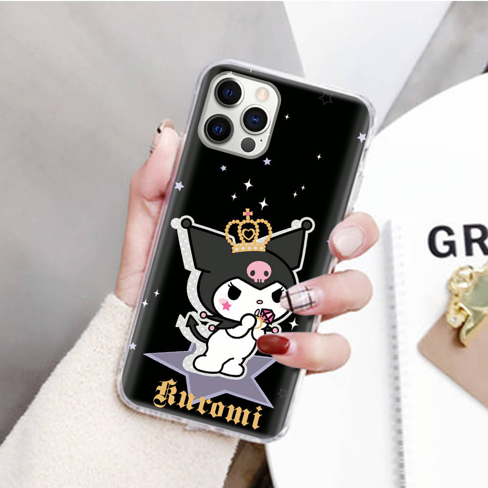 JZ16 Kuromi прозрачный чехол для Samsung A04 A14 A23 M33 M53 Realme 10 9 C35 C55 VIVO Y02 X80 Infinix Hot 30 Note 11 Tecno Spark 8P Pro