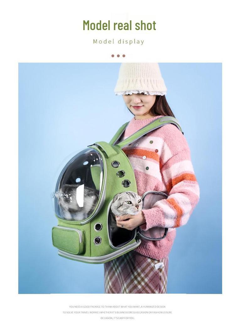 Вентилируемый рюкзак-переноска для кошек большой вместимости - Портативный дизайн космической капсулы для прогулок