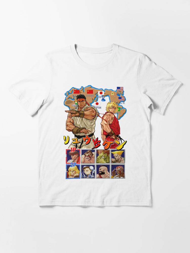 Street Fighter Character Map Print Tshirt Unisex Retro Game Short Sleeve Trendy High Quality Pure Cotton Loose Casual Streetwear