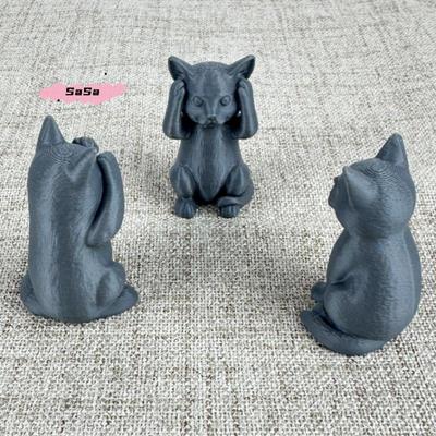 S-1/3 шт. Набор ornaments 'Три Мудрых Кота' Минималистичная Скульптура Кошки Закрыты Уши Рот Глаза для Любителей Кошек Домашний Декор Стола