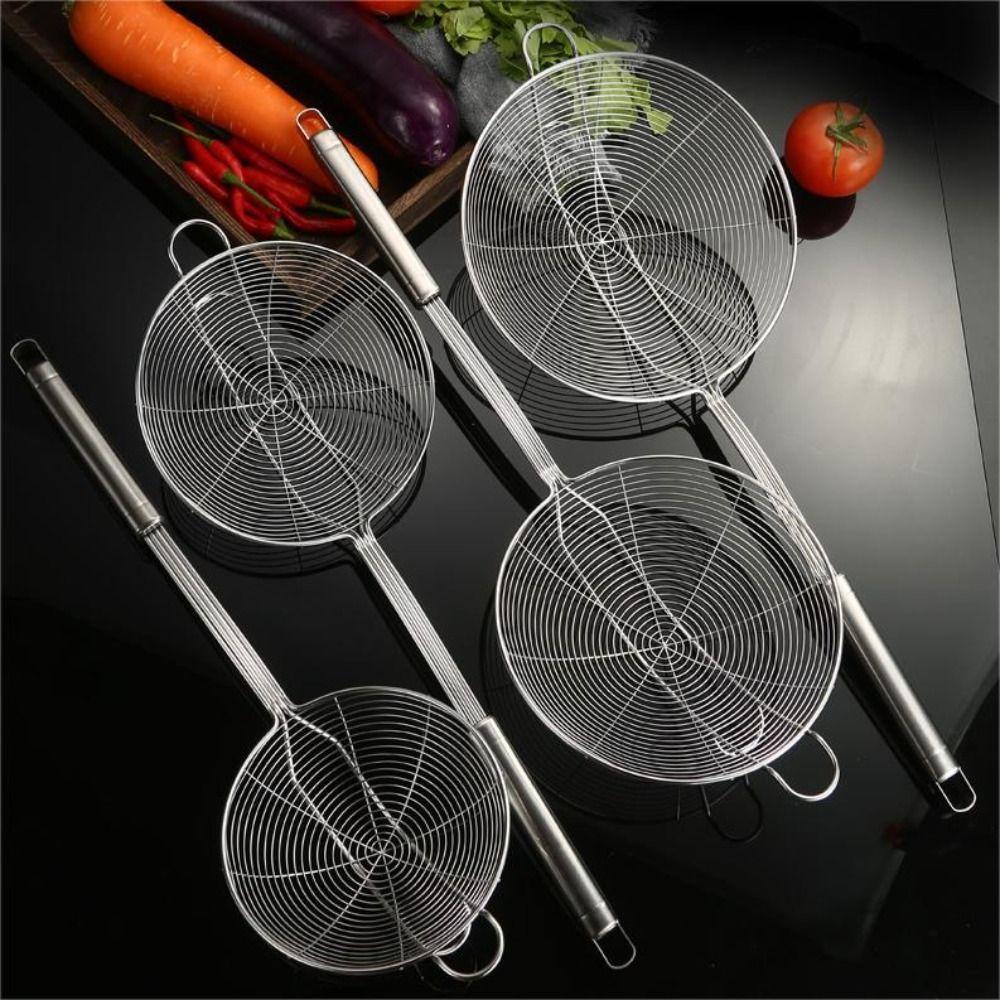 Large leakage hole Colander Stainless Steel Ladle Skimmer Spider Mesh Strainer  French Fries