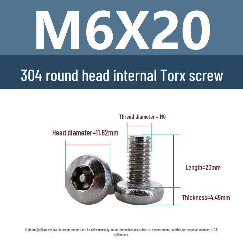 Винты Yigu Torx с пином против кражи, с круглой головкой M3-M6, из нержавеющей стали
