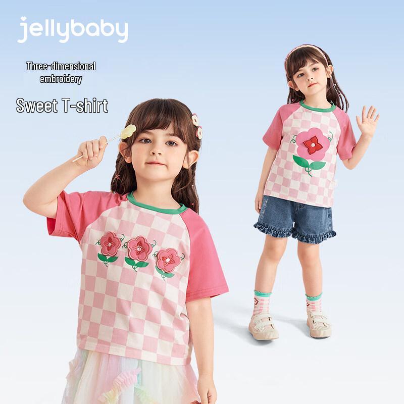Детская футболка с коротким рукавом и цветочным принтом JELLYBABY для девочек