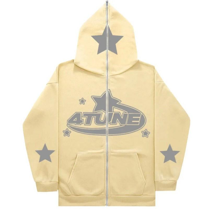 Oversized Gothic Zip-Up Hoodie Men Streetwear Hip Hop Casual Pullover Jacket