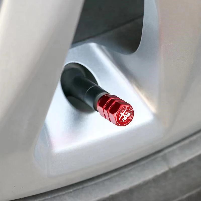 Car Sticker For Alfa Romeo 159 147 4Pcs Car Tire Valve Stems Cap Tire Valve Cap For Alfa Romeo STELVIO Giulia 159 Giulietta 147 rvcr43