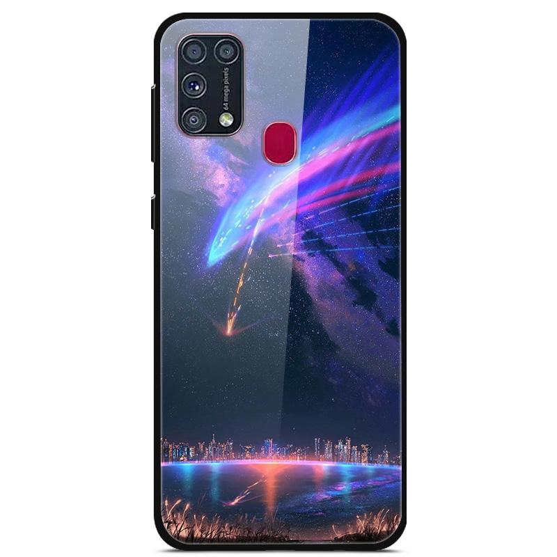 For Samsung A21S Case 2020 Lovely Tempered Glass Phone Hard Back Cover Cases For Samsung Galaxy M31S M21 M31 s Silicon Bumper
