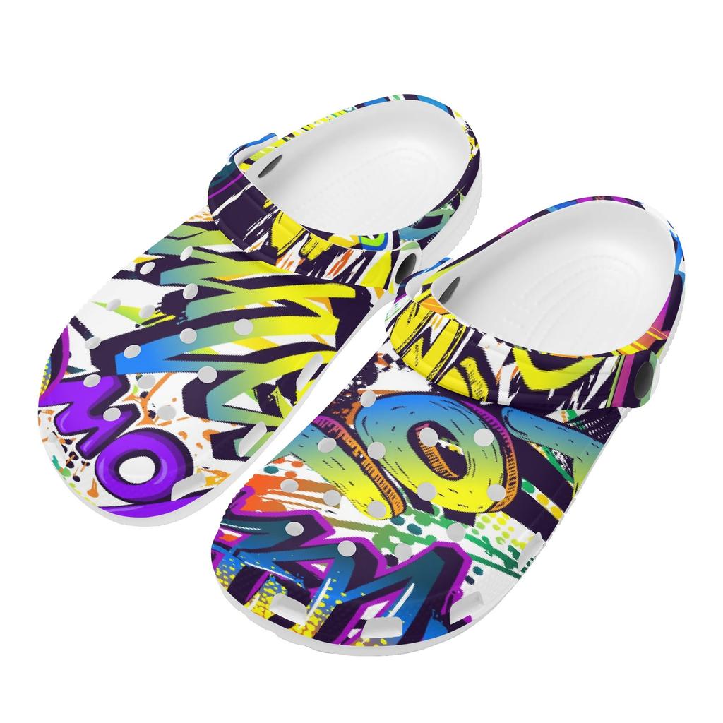 Women Men Printed EVA Beach Shoes Lightweight Breathable Slip On Garden Clogs Pool Bathroom Home Summer Sandals Daily Wear