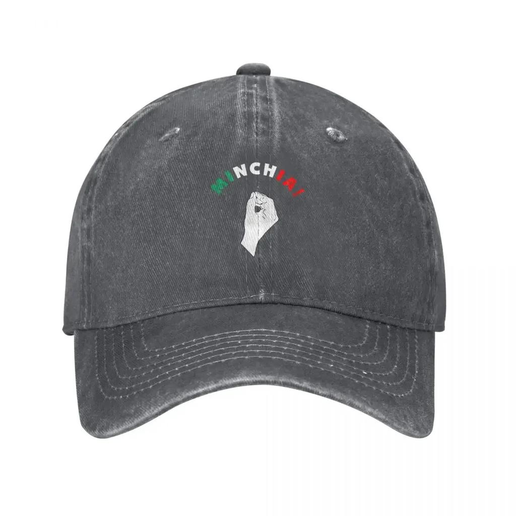 Minchia With Hand Gesture Funny Italian Slang Baseball Cap Golf Wear Beach Outing Beach Visor Women Unisexs