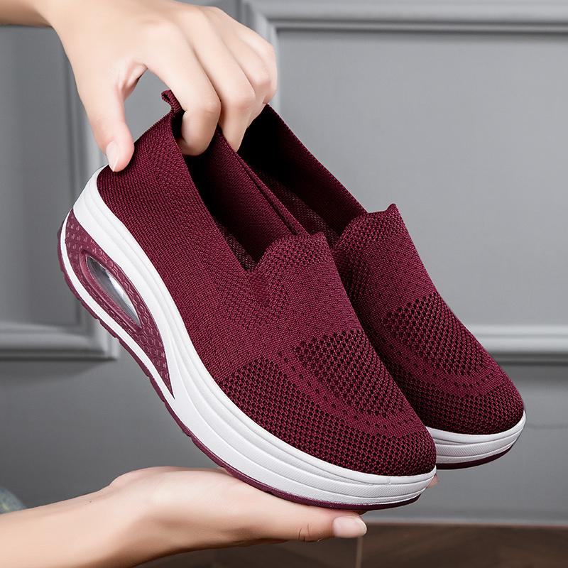 Women’s Black Running Sneakers Casual Red Sport Shoes Coffee Thick Sole Height Increase Platform Shoes Over Sized