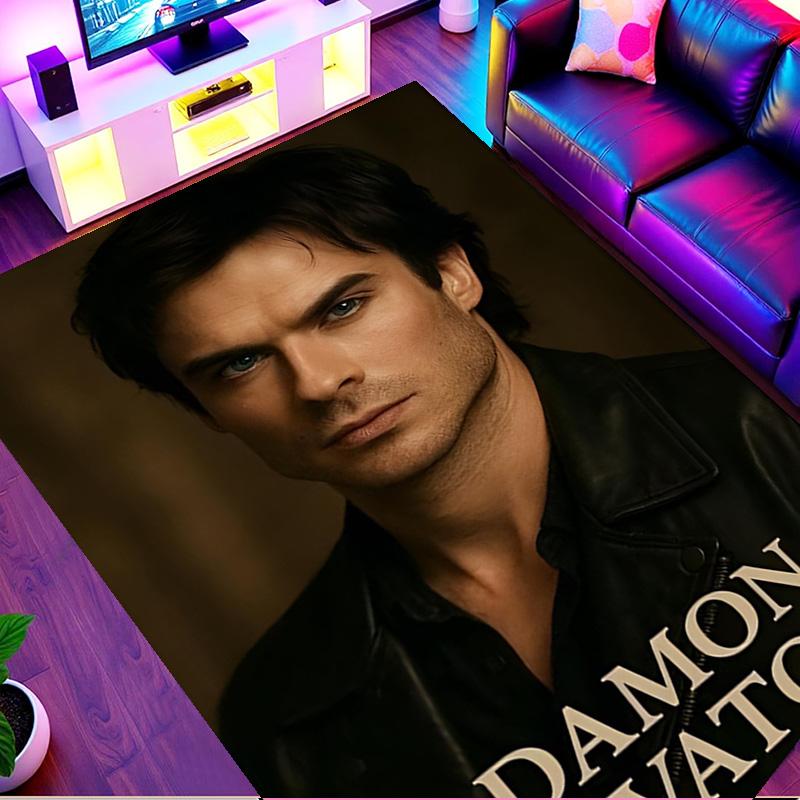 Damon Salvatore Print Rug, Washable Floor Carpet, For Entryway Dorm Laundry Room Office Study, Home Decor Birthday Christmas Gift